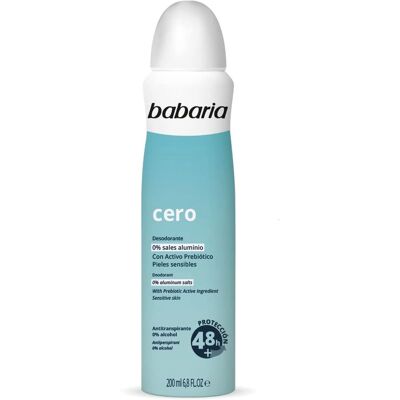Babaria Cero Deodorant Spray - Sensitive Skin - 200ml Babaria Cero Deodorant Spray - Sensitive Skin - 200ml