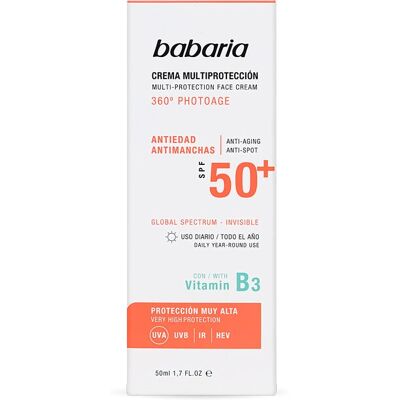 Babaria SPF50+ Creme de Proteção Solar Multifunções para Rosto e Corpo Babaria SPF50+ Creme de Proteção Solar Multifunções para Rosto e Corpo