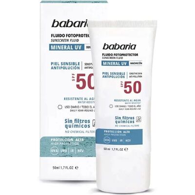 Babaria Protetor Solar Facial SPF 50 Fluido Mineral Babaria Protetor Solar Facial SPF 50 Fluido Mineral