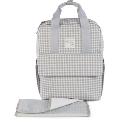 Walking Mum Sac à Dos à Langer Gris Vichy - Sac à Langer - Publicité Walking Mum Sac à Dos à Langer Gris Vichy - Sac à Langer - Publicité