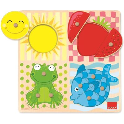 Goula Houten Knopjespuzzel - 4 Kleuren - Educatief speelgoed Goula Houten Knopjespuzzel - 4 Kleuren - Educatief speelgoed