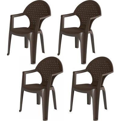 Silla de Resina para Exterior Wengé - Jardín y Terraza Silla de Resina para Exterior Wengé - Jardín y Terraza