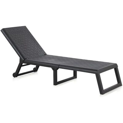 MYLIA - Lettino prendisole Canberra - Plastica riciclata, Grigio - Mobili da esterno MYLIA - Lettino prendisole Canberra - Plastica riciclata, Grigio - Mobili da esterno