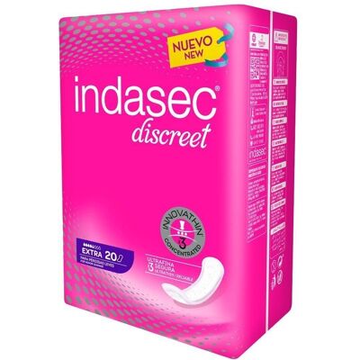 Serviettes d'Incontinence Discrètes Indasec Extra - Publicité Serviettes d'Incontinence Discrètes Indasec Extra - Publicité