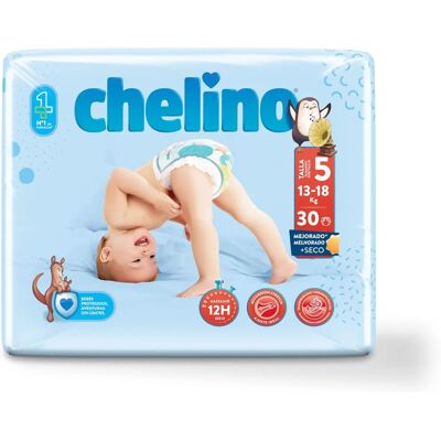 Pañales Desechables Chelino para Bebés y Niños - Talla 5, 30 uds Pañales Desechables Chelino para Bebés y Niños - Talla 5, 30 uds