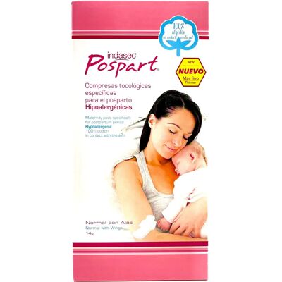 Indasec Pospart Compresas de Algodón con Alas Indasec Pospart Compresas de Algodón con Alas