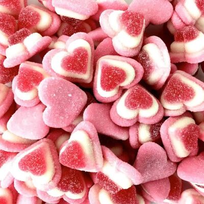 Bonbons en forme de cœur tricolore Fini - 1kg Sans gluten - Publicité Bonbons en forme de cœur tricolore Fini - 1kg Sans gluten - Publicité