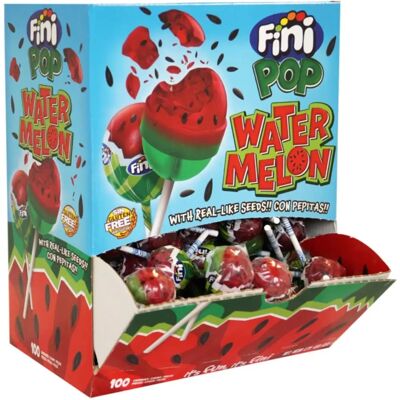 Fini Watermelon Pop - Saveur rafraîchissante de pastèque - Sans gluten - Sucette - Publicité Fini Watermelon Pop - Saveur rafraîchissante de pastèque - Sans gluten - Sucette - Publicité