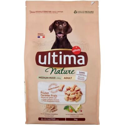 Ultima Nature Moyen-Max avec Poulet 3 kg - Croquettes pour chiens Ultima Nature Moyen-Max avec Poulet 3 kg - Croquettes pour chiens