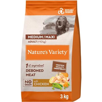 Nature's Variety No Grain Kip Medium/Maxi Hond Voeding - 3kg Nature's Variety No Grain Kip Medium/Maxi Hond Voeding - 3kg