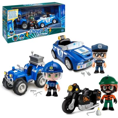 Ensemble d'action Pinypon avec quad, moto et voiture - Jouet Ensemble d'action Pinypon avec quad, moto et voiture - Jouet