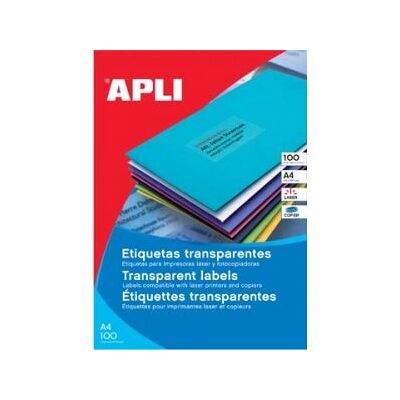 Etiquetas de impresora translúcidas Apli 581225 - A4 Etiquetas de impresora translúcidas Apli 581225 - A4