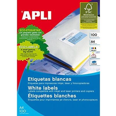 Étiquettes Adhésives APLI 01244 - 100 Feuilles, 60mm Étiquettes Adhésives APLI 01244 - 100 Feuilles, 60mm