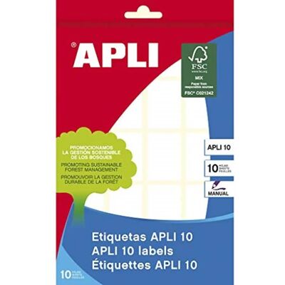 Étiquettes blanches Apli 10 feuilles 22 x 32 mm - Étiquettes Étiquettes blanches Apli 10 feuilles 22 x 32 mm - Étiquettes