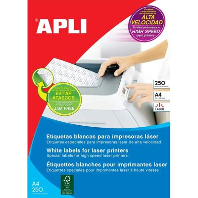 Apli C.250H Laseretiketter - 70x37mm - 6000 etiketter Apli C.250H Laseretiketter - 70x37mm - 6000 etiketter