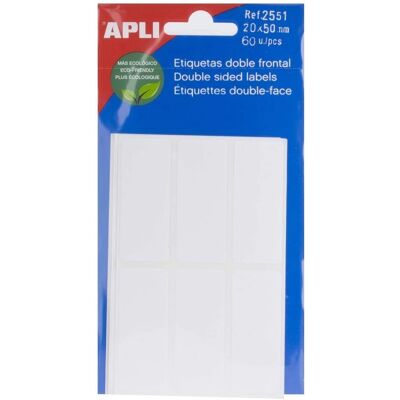 Étiquettes Doble Face Blanches APLI - 20x50mm Étiquettes Doble Face Blanches APLI - 20x50mm