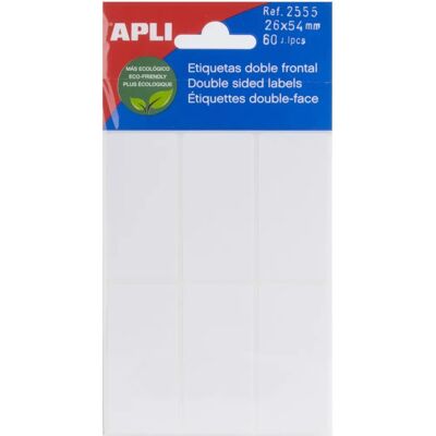Étiquettes Blanches Double Face APLI - 26 x 54 mm - Écologique Étiquettes Blanches Double Face APLI - 26 x 54 mm - Écologique