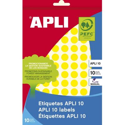 APLI 02730 Gelbe Rundetiketten - 10mm, 1008 Stk APLI 02730 Gelbe Rundetiketten - 10mm, 1008 Stk