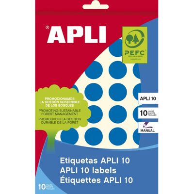Apli Modèle Étiquettes rondes bleues - Étiquettes Apli Modèle Étiquettes rondes bleues - Étiquettes