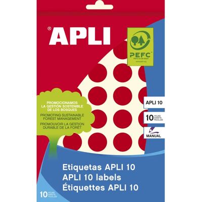 Étiquettes Rondes Rouges Apli 320 pcs - Ø 19mm Étiquettes Rondes Rouges Apli 320 pcs - Ø 19mm