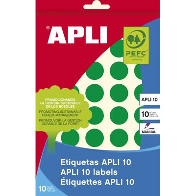 Étiquettes Circulaires Vertes APLI - 320 pcs Étiquettes Circulaires Vertes APLI - 320 pcs