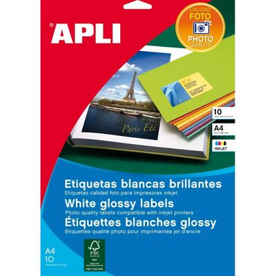 Witte foto-kwaliteit labels - A4 - Verpakking van 10 vellen Witte foto-kwaliteit labels - A4 - Verpakking van 10 vellen