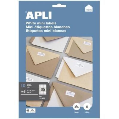 Étiquettes blanches Apli 199,6x289,1mm Pack de 10 feuilles Étiquettes blanches Apli 199,6x289,1mm Pack de 10 feuilles