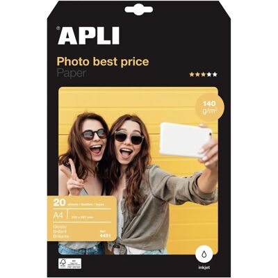 Apli A4 Glossy Photo Paper - 20 Sheets Apli A4 Glossy Photo Paper - 20 Sheets