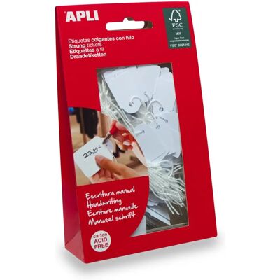 Apli Weiße Hängeetiketten - 36x53mm - 200g Karton Apli Weiße Hängeetiketten - 36x53mm - 200g Karton