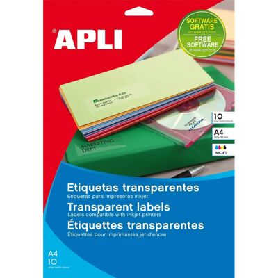 Etichette Autoadesive Trasparenti Apli - 10 Fogli - 48,5x25,4mm Etichette Autoadesive Trasparenti Apli - 10 Fogli - 48,5x25,4mm
