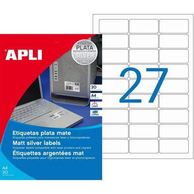 Apli Silber Metallic Etiketten - Selbstklebend - 20 Blätter Apli Silber Metallic Etiketten - Selbstklebend - 20 Blätter