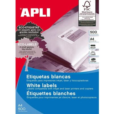 Apli Állandó Fehér Címkék - 99,1x34mm - 500 Lap Apli Állandó Fehér Címkék - 99,1x34mm - 500 Lap