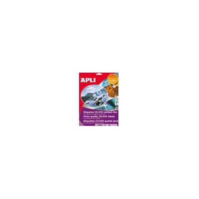 Etiqueta para CD/DVD APLI 10603 Blanca - Brillante, Adhesivo permanente Etiqueta para CD/DVD APLI 10603 Blanca - Brillante, Adhesivo permanente