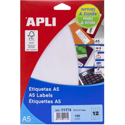 Étiquettes Rectangulaires Blanches A5 - 70x37mm, Pack 15 Feuilles - Publicité Étiquettes Rectangulaires Blanches A5 - 70x37mm, Pack 15 Feuilles - Publicité
