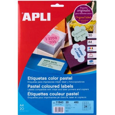 APLI 11843 Pastellrosa Etikettenbögen - Permanent Haftung - 480 Etiketten APLI 11843 Pastellrosa Etikettenbögen - Permanent Haftung - 480 Etiketten