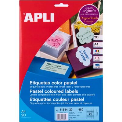 Étiquettes Vert Pastel Apli - 70x37mm - 480 Autocollants - Publicité Étiquettes Vert Pastel Apli - 70x37mm - 480 Autocollants - Publicité