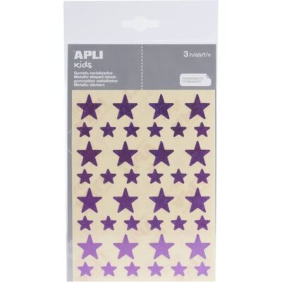 Autocollants étoiles holographiques APLI Lilas - 3 Feuilles - Publicité Autocollants étoiles holographiques APLI Lilas - 3 Feuilles - Publicité