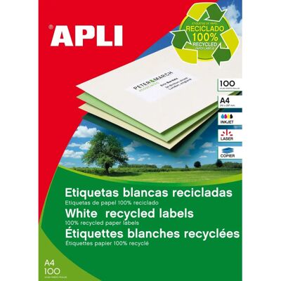 Étiquettes Blanches Permanentes Apli - 70x35mm - 100 Feuilles Étiquettes Blanches Permanentes Apli - 70x35mm - 100 Feuilles