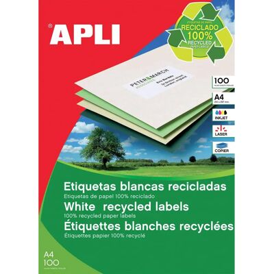 Etiquetas blancas reciclables Apli 105 x 37mm - Etiquetas Etiquetas blancas reciclables Apli 105 x 37mm - Etiquetas