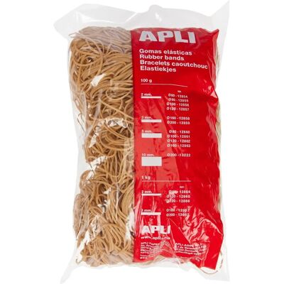 Apli Natural Rubber Elastic Bands - 1kg - 100x2mm - Elastic Bands for Office & Crafts Apli Natural Rubber Elastic Bands - 1kg - 100x2mm - Elastic Bands for Office & Crafts