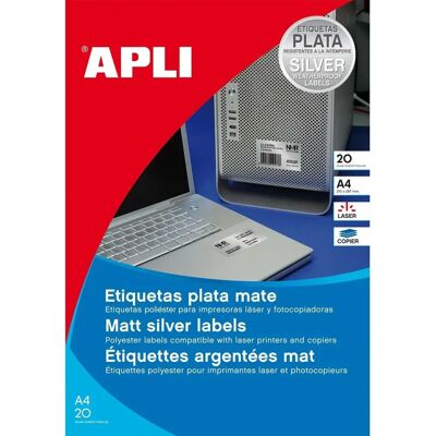 Apli Metallische Silber-Etiketten - 45,7x21,2mm - Laser & Tintenstrahl Apli Metallische Silber-Etiketten - 45,7x21,2mm - Laser & Tintenstrahl