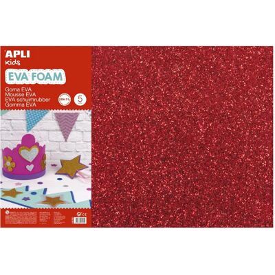 Feuilles de Mousse Glitter Rouge - 600x400mm - 2mm - Imperméable Feuilles de Mousse Glitter Rouge - 600x400mm - 2mm - Imperméable