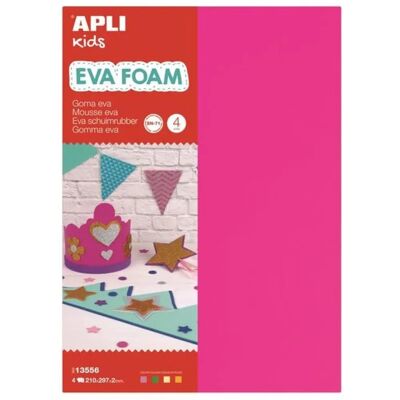 Gomme Eva Fluorescente Apli - 4 Feuilles Format A4 Couleurs Fluo Gomme Eva Fluorescente Apli - 4 Feuilles Format A4 Couleurs Fluo