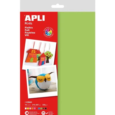 Foglie di Feltro Apli - 10 Colori Assortiti - 250g/m² - Lana 40% - Materiale Creativo Foglie di Feltro Apli - 10 Colori Assortiti - 250g/m² - Lana 40% - Materiale Creativo