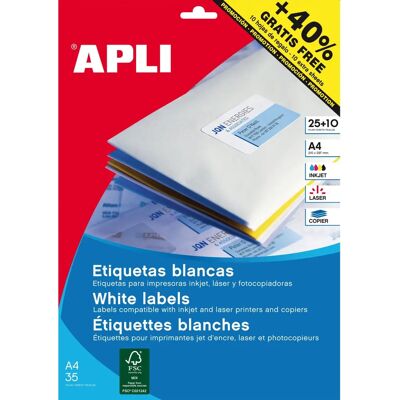 Etichette circolari bianche Apli - 25 fogli - Ø 40 mm Etichette circolari bianche Apli - 25 fogli - Ø 40 mm
