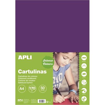 Apli Lila A4 Karton - 170g 50 Blätter Apli Lila A4 Karton - 170g 50 Blätter