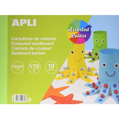 Lot de Papier Coloré APLI - 10 Feuilles 32x24cm - Publicité Lot de Papier Coloré APLI - 10 Feuilles 32x24cm - Publicité