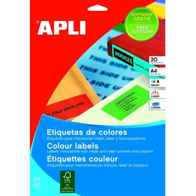 Etichette Gialle Permanenti APLI - 20 Fogli - 99,1x38,1mm Etichette Gialle Permanenti APLI - 20 Fogli - 99,1x38,1mm