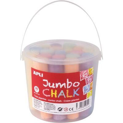 Apli Craies Jumbo - Couleurs Assorties - Pack de 20 - Usage scolaire Apli Craies Jumbo - Couleurs Assorties - Pack de 20 - Usage scolaire