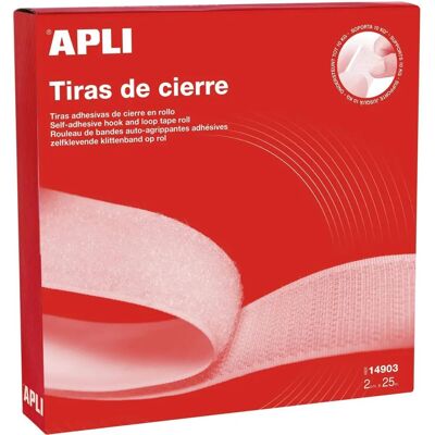 Apli White 10kg Double Sided Tape - Velcro - 20mm x 25m Apli White 10kg Double Sided Tape - Velcro - 20mm x 25m